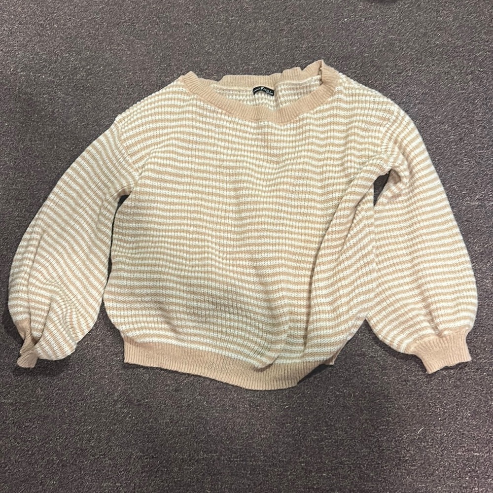 Striped Off the Shoulder Oversized Sweater